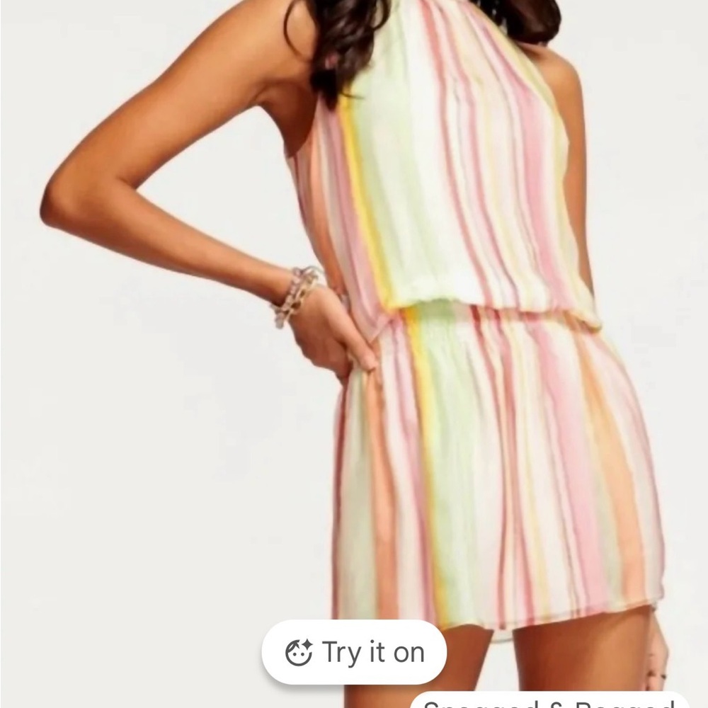 NWT Ramy Brook Paris Pastel Striped Silk Mini Dress - Size XS